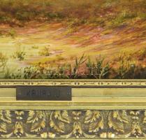 Krupa József (1929-): Békés táj. Olaj, farost. Jelzett. Hátoldalán autográf felirattal. Dekoratív fa...