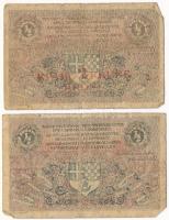Szerb-Horvát-Szlovén Királyság 1919. 1/2D (2xklf) az egyik felülbélyegzés nélkül, a másik piros &quo...