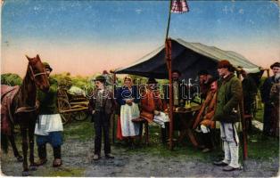 Délmagyarországi vásár, pálinkás sátor. Photobromüra Nr. 193. / Hungarian folklore, market, brandy tent (EK)