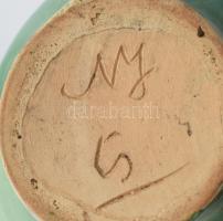 Csali kancsó és kulcs. Korond. Mázas kerámia, kézzel festett, jelzett, hibátlan m: 14 cm