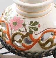 Asztali lámpa. Mázas kerámia, kovácsoltvas. elektromos. Működő, szép állapotban 40 cm