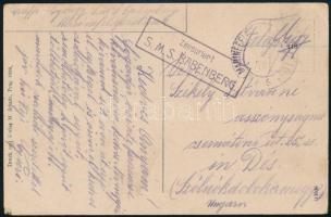 1915 Tábori posta képeslap Zensuriert / S.M.S. BABENBERG , K.u.K. MARINEFELDPOSTAMT / POLA Désre, Magyarországra küldve