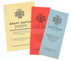 1935- 1937 Az Arany napok Nagykőrös 3 db reklám nyomtatvány, programfüzet