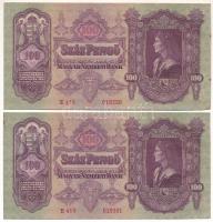 1930. 100P (2x) sorszámkövetők &quot;E 419 019390 - E 419 019391&quot; T:VF kis folt Adamo P17