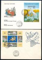 1980 Madarak - Védett vízimadarak vágott blokk FDC-n + Európai Biztonsági és Együttműködési Értekezlet V. vágott blokk FDC-n (12.000)