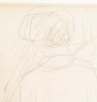 Czóbel Béla (1883-1976): Női alak. Szén, papír, jelzés nélkül, 25,5×19 cm. Kisebb szakadásokkal. Üve...