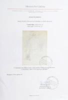 Czóbel Béla (1883-1976): Női alak. Szén, papír, jelzés nélkül, 25,5×19 cm. Kisebb szakadásokkal. Üve...