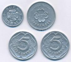 ~1950. 4db-os "Lottó" és "BÚÉK" Al szerencsepénz / zseton tétel T:XF