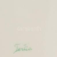 Herendi Tertia hétrészes kínáló készlet. Jelzett, kézzel festett, kis kopással, d: 37 cm