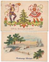15 db RÉGI újévi és karácsonyi üdvözlő képeslap vegyes minőségben / 15 pre-1945 New Year and Christmas greeting postcards in mixed quality