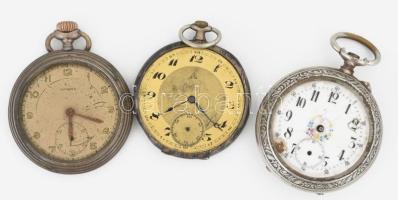 3 db régi zsebóra, sérült / hiányos állapotban