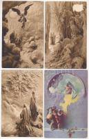 14 db RÉGI Mastroianni szobor-művészlap, vegyes minőségben / 14 Mastroianni sculptochromie and art postcards, in mixed quality