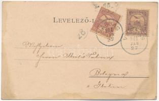 1901 Varjas, Varias; Római katolikus templom, Takarékpénztár, Schnur szálloda, Községháza. Schmidt E...