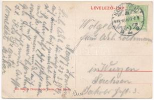 1914 Kisszántó, Santaul Mic; Református templom, Schlesinger Samu üzlete, utca részlet / Calvinist c...