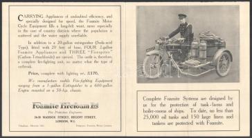 cca 1920 When every second counts. Motoros tűzoltó bicikli reklám katalógus 4 p