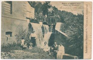 Homoródfürdő, Homoród-fürdő, Baile Homorod; Moara cu caderea apei / Mühle mit Wasserfall / vízimalom. F. Theil Fotograf / watermill (ázott sarkak / wet corners)