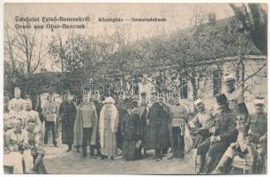 1913 Felsőbencsek, Németbencsek, Német-Bencsek, Bencecu de Sus (Temes); Községháza, K.u.K. katonák / Gemeindehaus / town hall, K.u.K. soldiers (EK)