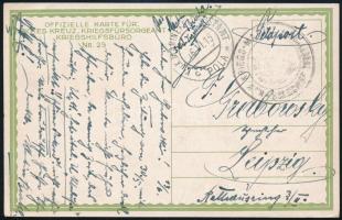 1915 Tábori posta képeslap K.u.K. KRIEGS-MARINE / S.M. SCHIFF TEGETTHOFF + K.u.K. MARINEFELDPOSTAMT / POLA Lipcsébe küldve