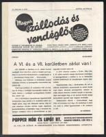 1936 Magyar Szállodás és Vendéglős. A budapesti szállodások és vendéglősök ipartestületének hivatalos lapja, Szerk.: Ballai Károly., Gundel Károly és mások. XLI. évf. 10. szám,  + hozzá egy kisplakát a borravaló helyett alkalmazott kiszolgálási díjjal.