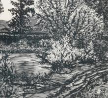 Gy. Szabó Béla (1905-1985): Nyár, 1952. Fametszet, kézi levonat, papír, jelzett. Üvegezett fakeretbe...