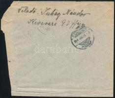 1916 Ajánlott levél Turul 10f+25f bérmentesítéssel, piros cenzúrabélyegzéssel, "KEVEVÁRA" ...