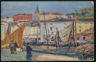 ~1916 Cenzúrás tábori posta képeslap "ZENSURIERT / S.M.S. ZRINYI" , "K.u.K. MARINEFEL...