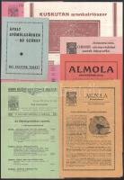 cca 1920-1940 Kert, gyümölcstermésztéssel kapcsolatos cikkek reklám nyomtatványai: permetező, ismeretterjesztő, stb össz 6 db