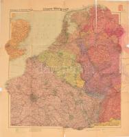 1940 Unsere Westgrenze mit Westwall und Maginotlinie, Velhagen & Klasings Karte / Németország nyugati határvidéke a Siegfried- és a Maginot-vonallal, II. világháborús térkép, 1 : 1.000.000, kézzel rajzolt kiegészítésekkel, sérülésekkel, javításokkal, 80x77 cm