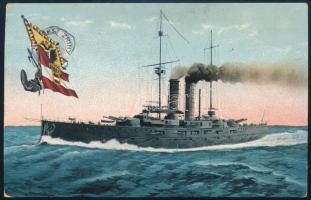 1913 Tábori posta képeslap 5 Heller bérmentesítéssel "S.M.S. ST. GEORG" , "ERCEGNOVI ...