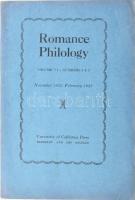 Romance Philology. Volume VI. Numbers 2 &amp; 3. November 1952, February 1953. Berkeley, Los Angeles, University of California Press. Kiadói papírkötés, jó állapotban.