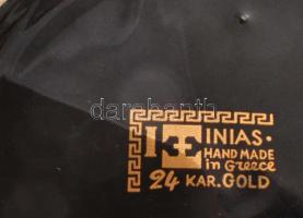 2 darab 24k arannyal festett görög dísztál, jelzett, hibátlan, d: 14-17 cm