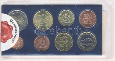 Finnország 2000-2004. 1c-2€ 8klf db, bontatlan kereskedői szettben T:1