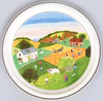 Vileroy & Boch dísztál, Gérard Laplau festményének reprodukciójával díszítve, jelzett, hibátlan, d: 23 cm