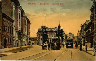 Újvidék, Novi Sad; Erzsébet tér, villamos / Elisabeth Platz / square, tram (EK)