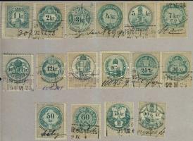 1891 Okmánybélyeg sor 16 db klf krajcáros értéke
