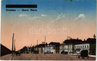 Nagyvárad, Oradea; Gara Mare / vasútállomás / railway station + "1940 Nagyvárad visszatért" So. Stpl. (EK)