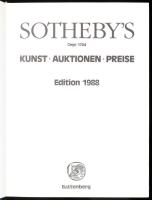 Sotheby's 1988. Kunst, Auktionen, Preise. 1988, Battenberg. Kiadói egészvászon kötés, sérült pa...