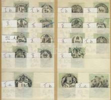1870 Hártyapapír, Okmánybélyeg sor 18 db klf értéke típus, fogazat szerint feldolgozva