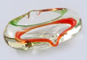 Cseh anyagában színezett üvegdísz. Jelzés nélkül, hibátlan, 16x12 cm