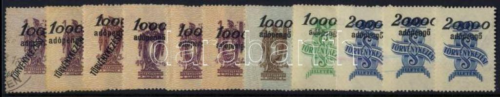 1946 Adópengő felülnyomatú Törvénykezési illetékbélyegek 11 db (5 klf)