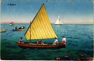 1929 Balaton, vitorlások, csónak (kopott sarkak / worn corners)
