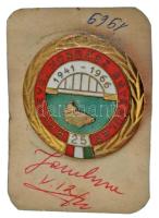 1966. "Ráckevei Horgász Egyesület 25. évfordulója 1941-1966" aranyozott, zománcozott fém jelvény (35mm) T:AU patina