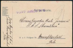 ~1915 Tábori posta levelezőlap Polára küldve S.M. SCHIFF SAIDA