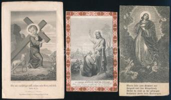 3 db XIX. századi szentkép, változó állapotban, 11,5x7,5 cm és 14x9 cm között