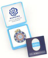 Antica Murrina Veneziana millefiori medál, dobozában, d: 25 mm