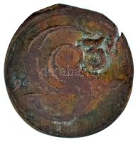 Selmecbánya 1696. Poltura Cu "I. Lipót", "3" ellenjeggyel (2,05g/~25mm) T:VF R! Hungary / Schemnitz (Banska Stiavnica) 1696. Poltura Cu "Leopold I" with "3" countermark (2,05g/~25mm) C:VF Rare!