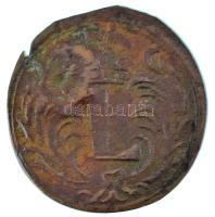 Selmecbánya 1696. Poltura Cu "I. Lipót", "3" ellenjeggyel (2,05g/~25mm) T:VF R!
...