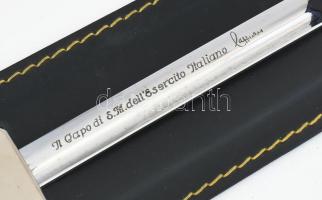 Olasz diplomáciai ajándék tőr, díszdobozban, felirattal, h: 26 cm