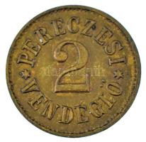 Miskolc / Pereces-bányatelep ~1900. "Pereczesi Vendéglő" 2-es értékű bárcája (1,57g/18mm) ...
