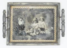 Vintage gyerekzsúr tálca, 36x27 cm